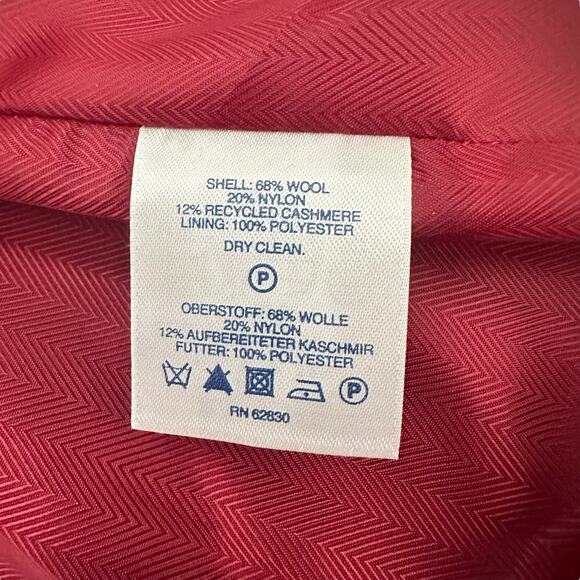 Lands’ End Red Wool Cashmere Overcoat Long Women 8 Double Breasted Winter Coat - Picture 7 of 11